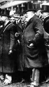 Edward VII (left) and Prince George (right) at the paddock on Derby day at Epsom, 26 May 1909