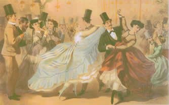 Fops at the Mabille ballroom, circa 1865-1870