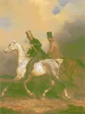Franz Krüger and Prince William riding in the company of the artist - 1836